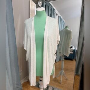 Lilly Pulitzer White Knit 100% linen Open-Front Kimono Cardigan